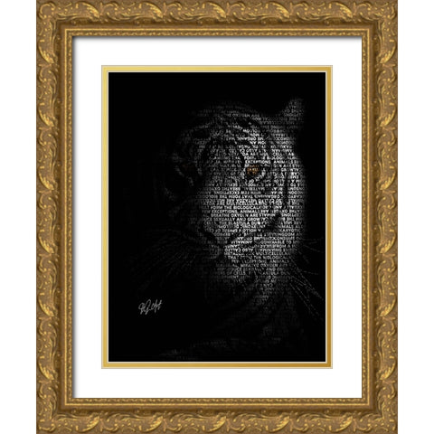The Tiger Gold Ornate Wood Framed Art Print with Double Matting by Oladapo, Ojenike
