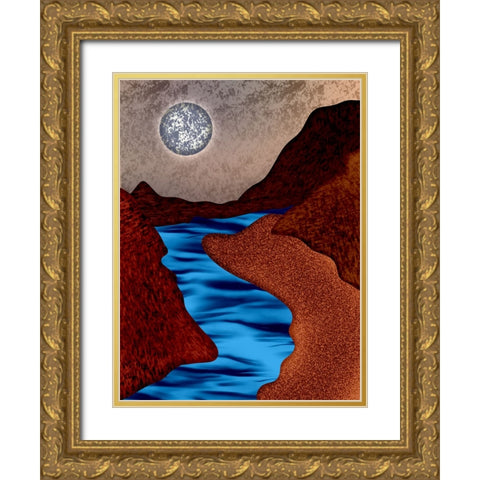 Full Moon Gold Ornate Wood Framed Art Print with Double Matting by Joseph, Abdona