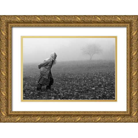 Autumn Gold Ornate Wood Framed Art Print with Double Matting by Kruk, Przemyslaw