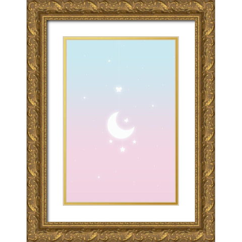 Pink Moon Gold Ornate Wood Framed Art Print with Double Matting by Thai, Xuan