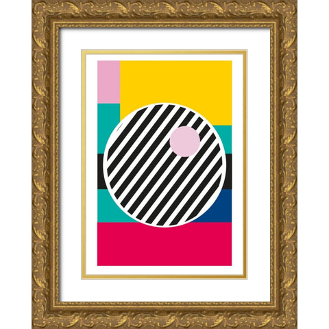 LINE Gold Ornate Wood Framed Art Print with Double Matting by Ortiz, Sergio