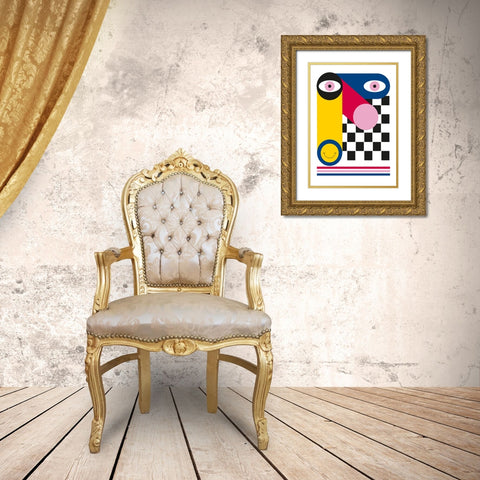 Abstract Face Gold Ornate Wood Framed Art Print with Double Matting by Ortiz, Sergio