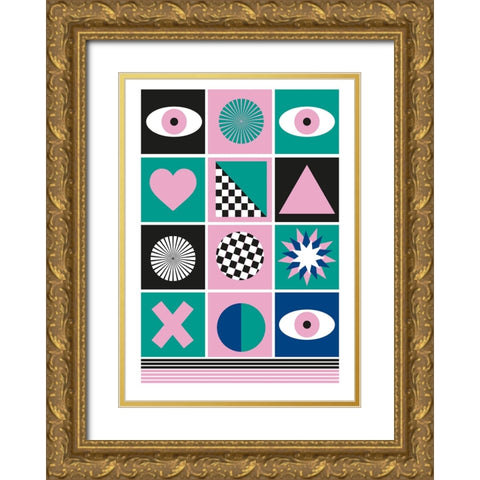 Geometric III Gold Ornate Wood Framed Art Print with Double Matting by Ortiz, Sergio