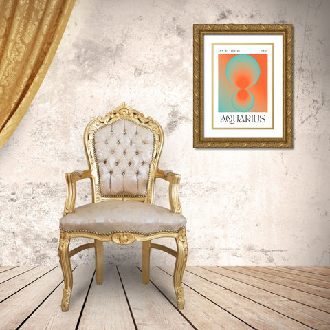 Aquarius Gold Ornate Wood Framed Art Print with Double Matting by Castillo, Valeria
