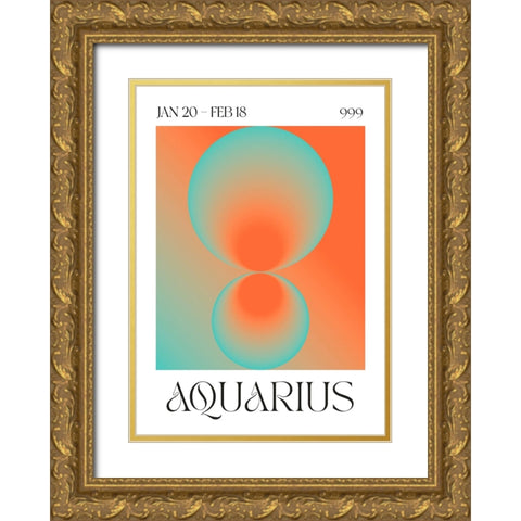 Aquarius Gold Ornate Wood Framed Art Print with Double Matting by Castillo, Valeria