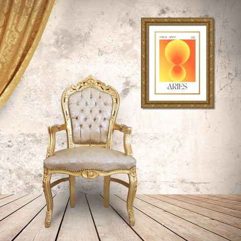 Aries Gold Ornate Wood Framed Art Print with Double Matting by Castillo, Valeria