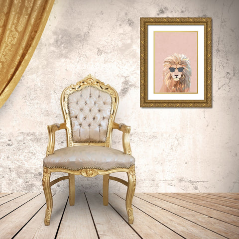 Cool Lion Gold Ornate Wood Framed Art Print with Double Matting by Manovski, Sarah