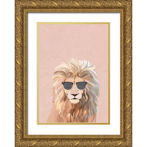 Cool Lion Gold Ornate Wood Framed Art Print with Double Matting by Manovski, Sarah
