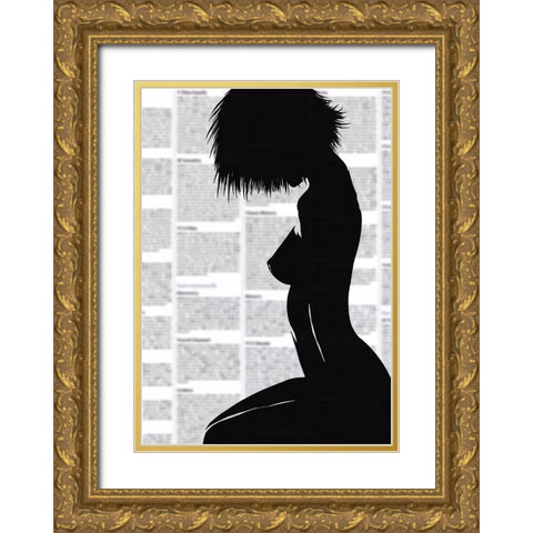 Whats in todays paper? Gold Ornate Wood Framed Art Print with Double Matting by Harstedt, Tomas