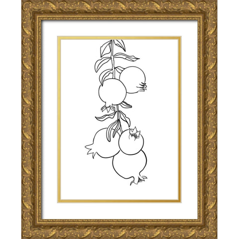 Branch of pomegranates Gold Ornate Wood Framed Art Print with Double Matting by Laiz Blursbyai, Rosana