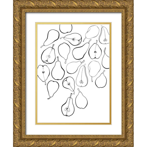 Line art pears Gold Ornate Wood Framed Art Print with Double Matting by Laiz Blursbyai, Rosana