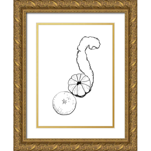 Line art tangerine Gold Ornate Wood Framed Art Print with Double Matting by Laiz Blursbyai, Rosana