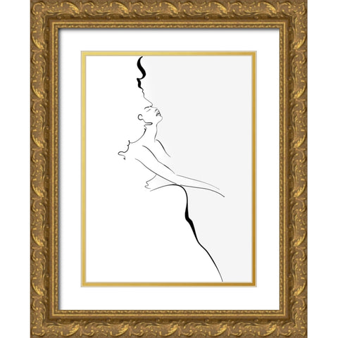 Silhouette Gold Ornate Wood Framed Art Print with Double Matting by Laiz Blursbyai, Rosana