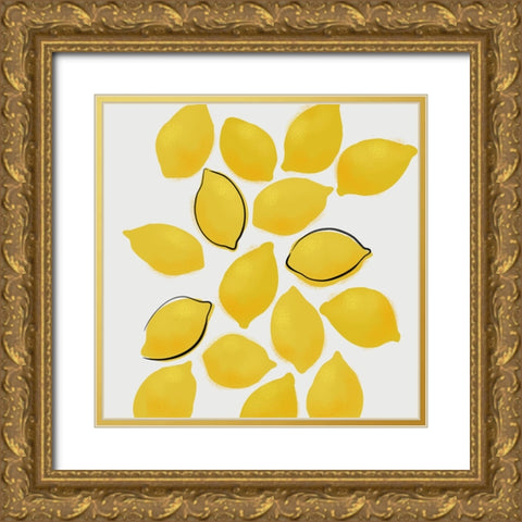Lemons Gold Ornate Wood Framed Art Print with Double Matting by Laiz Blursbyai, Rosana