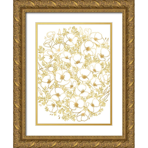 Gold California poppies Gold Ornate Wood Framed Art Print with Double Matting by Laiz Blursbyai, Rosana