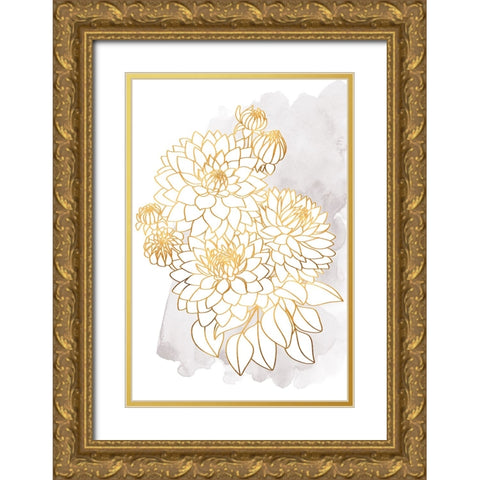 Pacey bouquet in gold and grey Gold Ornate Wood Framed Art Print with Double Matting by Laiz Blursbyai, Rosana