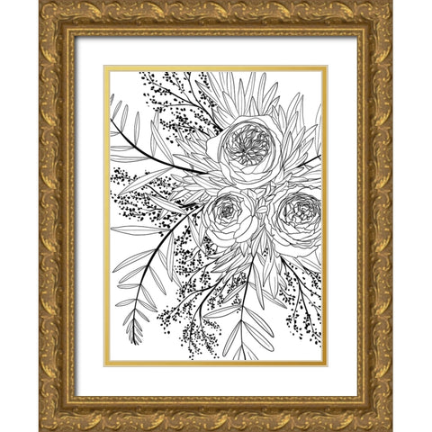 Haruyo bouquet Gold Ornate Wood Framed Art Print with Double Matting by Laiz Blursbyai, Rosana