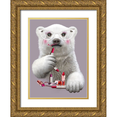 Lipstick Paula Gold Ornate Wood Framed Art Print with Double Matting by Lawless, Adam