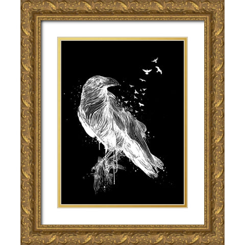 Born to be free (dark) Gold Ornate Wood Framed Art Print with Double Matting by Solti, Balazs