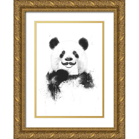 Funny panda Gold Ornate Wood Framed Art Print with Double Matting by Solti, Balazs