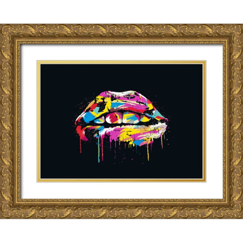 Colorful lips Gold Ornate Wood Framed Art Print with Double Matting by Solti, Balazs
