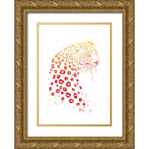Kiss me Gold Ornate Wood Framed Art Print with Double Matting by Solti, Balazs