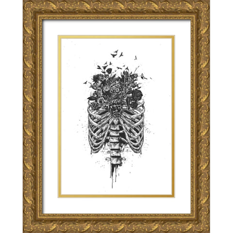 New life Gold Ornate Wood Framed Art Print with Double Matting by Solti, Balazs