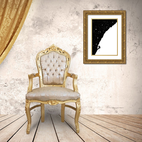 Night climbing (bw) Gold Ornate Wood Framed Art Print with Double Matting by Solti, Balazs