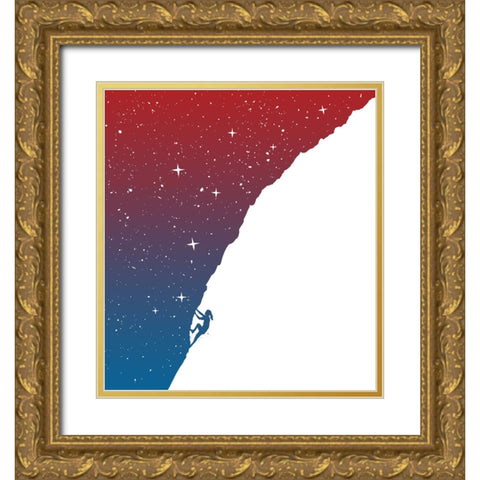 Night climbing Gold Ornate Wood Framed Art Print with Double Matting by Solti, Balazs