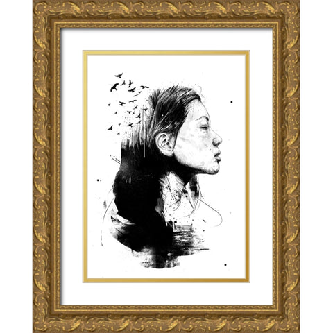 Open your mind Gold Ornate Wood Framed Art Print with Double Matting by Solti, Balazs