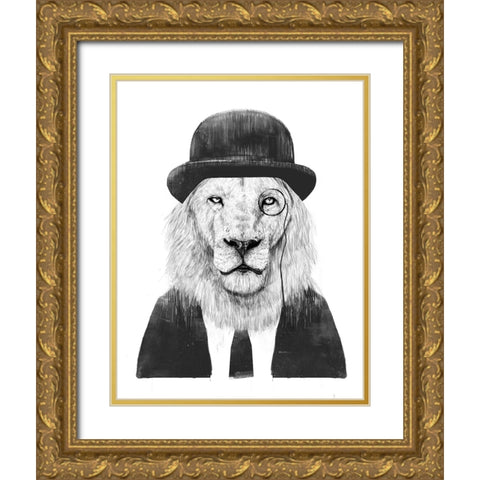 Sir Lion Gold Ornate Wood Framed Art Print with Double Matting by Solti, Balazs
