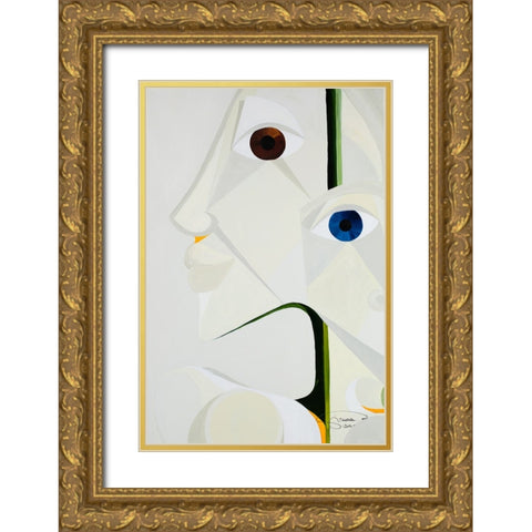White Orchid Gold Ornate Wood Framed Art Print with Double Matting by Florea, Simona