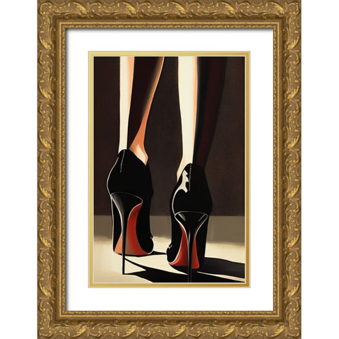 Heels Gold Ornate Wood Framed Art Print with Double Matting by Treechild