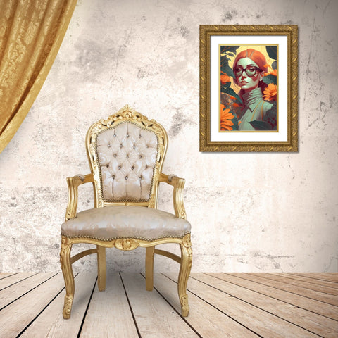 Beauty In The Jungle Gold Ornate Wood Framed Art Print with Double Matting by Treechild