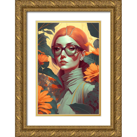 Beauty In The Jungle Gold Ornate Wood Framed Art Print with Double Matting by Treechild