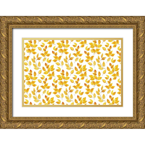 Curvy leaves Gold Ornate Wood Framed Art Print with Double Matting by Laiz Blursbyai, Rosana