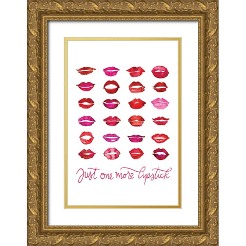 Just one more lipstick Gold Ornate Wood Framed Art Print with Double Matting by Laiz Blursbyai, Rosana