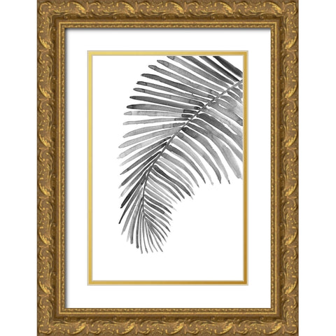 Palm leaf in loose watercolor bw Gold Ornate Wood Framed Art Print with Double Matting by Laiz Blursbyai, Rosana