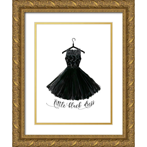 Little black dress in hanger Gold Ornate Wood Framed Art Print with Double Matting by Laiz Blursbyai, Rosana