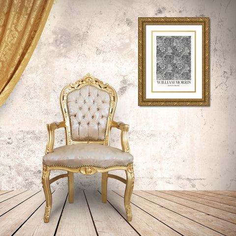 Marigold Monochrome Gold Ornate Wood Framed Art Print with Double Matting by Pictufy