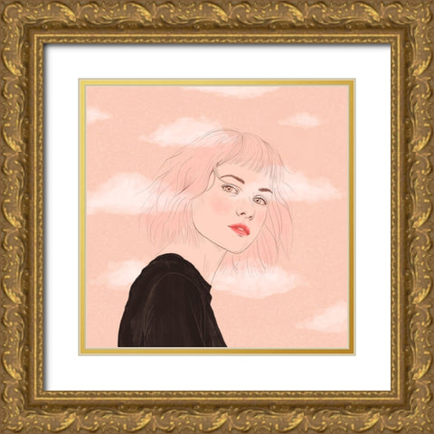 Head in the Clouds Gold Ornate Wood Framed Art Print with Double Matting by Holikova, Petra