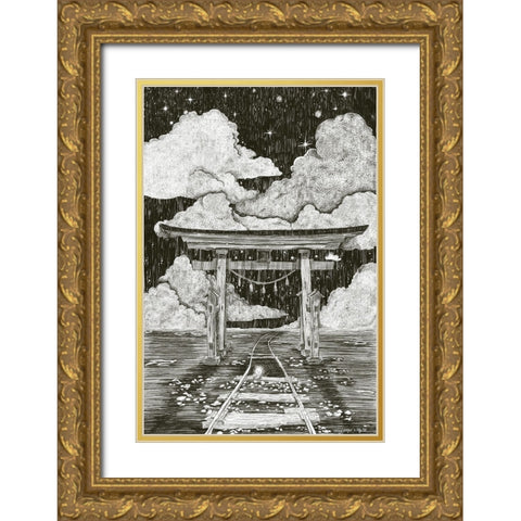 Journey UNkn_own Gold Ornate Wood Framed Art Print with Double Matting by Joseph, Mary