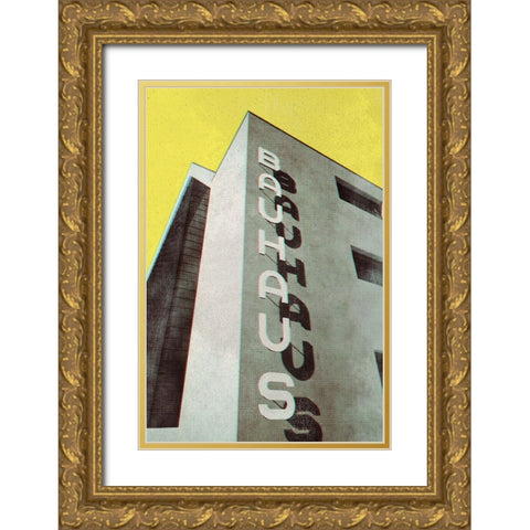 Bauhaus Dessau architecture in vintage magazine style Gold Ornate Wood Framed Art Print with Double Matting by Laiz Blursbyai, Rosana