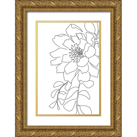 Loli peony line art Gold Ornate Wood Framed Art Print with Double Matting by Laiz Blursbyai, Rosana