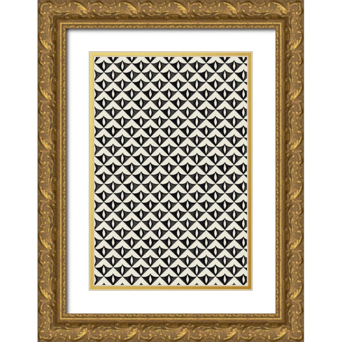 Black Triangle Pattern Gold Ornate Wood Framed Art Print with Double Matting by Treechild