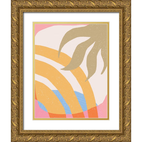 Sun and Botanics Gold Ornate Wood Framed Art Print with Double Matting by Demir, Aylin