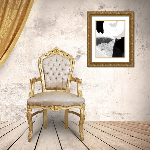 Black and White Gold Ornate Wood Framed Art Print with Double Matting by Demir, Aylin