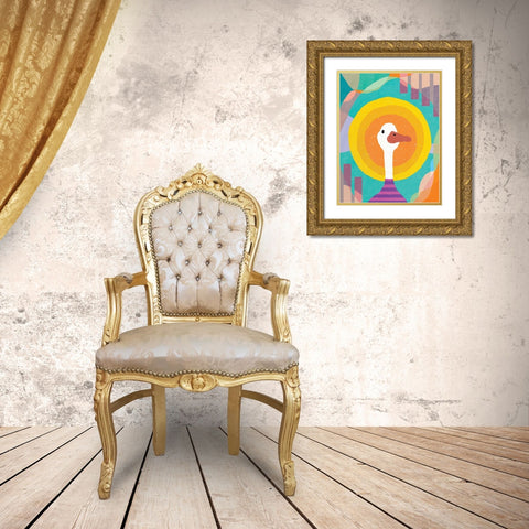 Duck in the Sun Gold Ornate Wood Framed Art Print with Double Matting by Demir, Aylin