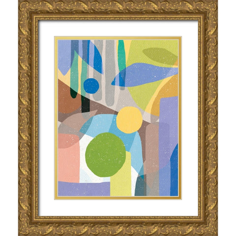 Colorful Pattern Gold Ornate Wood Framed Art Print with Double Matting by Demir, Aylin