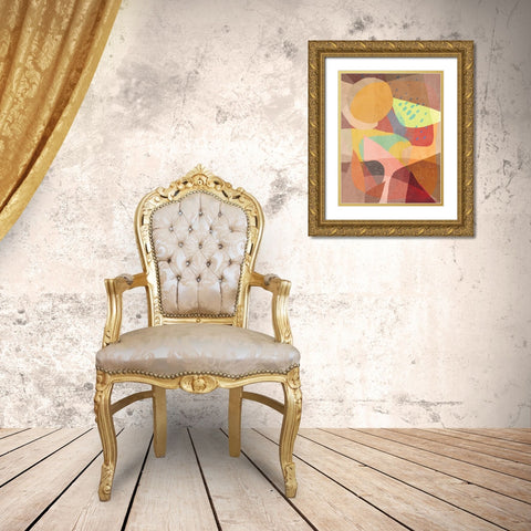 Pastel Shapes a Watermelon Gold Ornate Wood Framed Art Print with Double Matting by Demir, Aylin